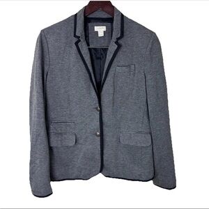 J. Crew Factory Tipped Knit Stretch Two Button Gray Blazer Jacket Womens Size 8